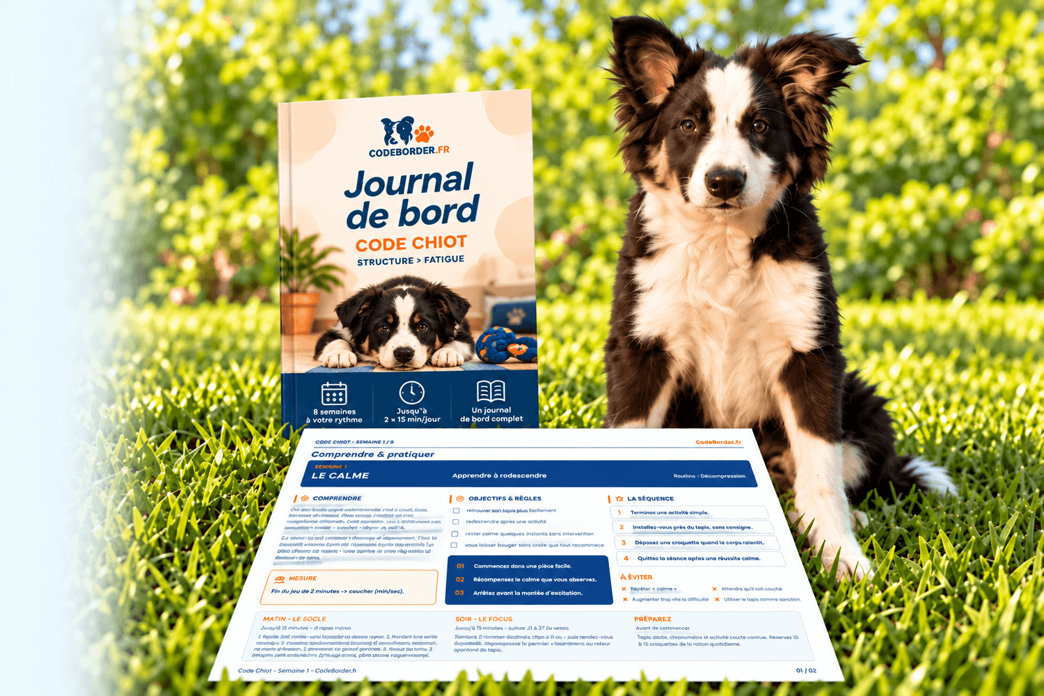 chiot border collie tsuki assis 3 mois calme