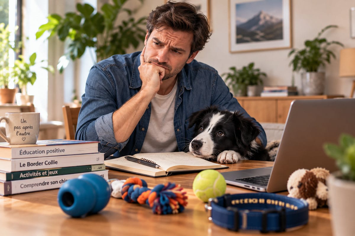 chiot border collie jouets mordillement