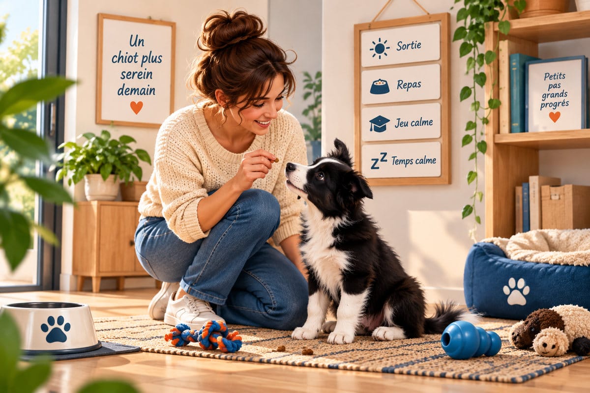 chiot border collie laisse rappel promenade