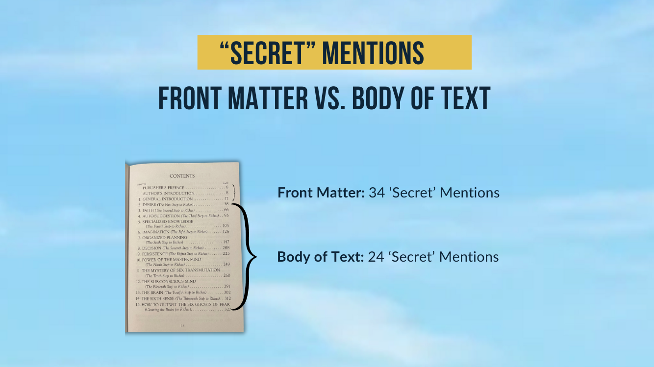 Secret Mentions in the book Think and Grow Rich