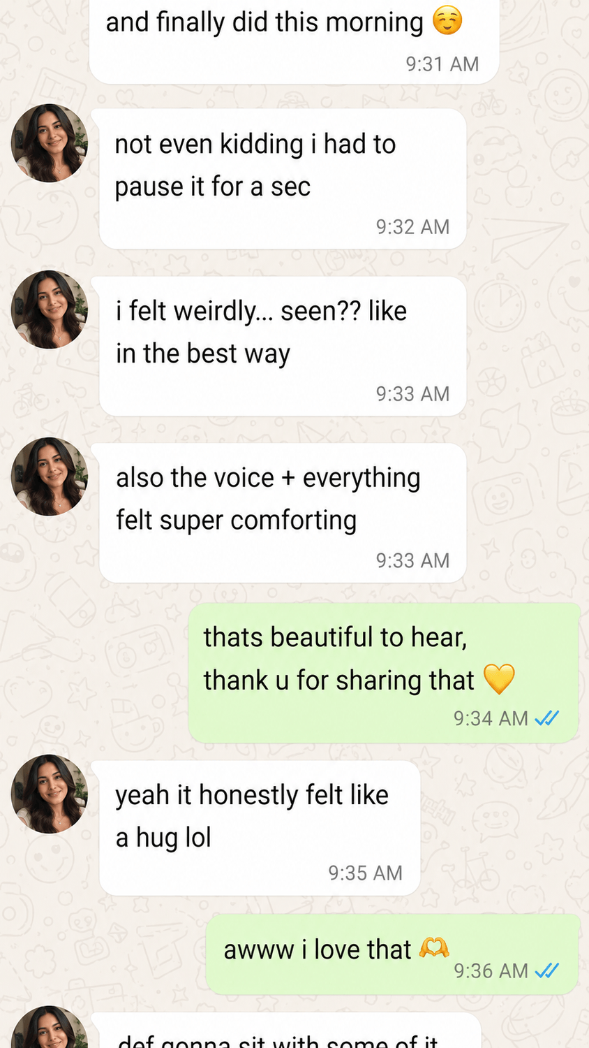 WhatsApp message from Sarah Mitchell after her Holistic SoulCast