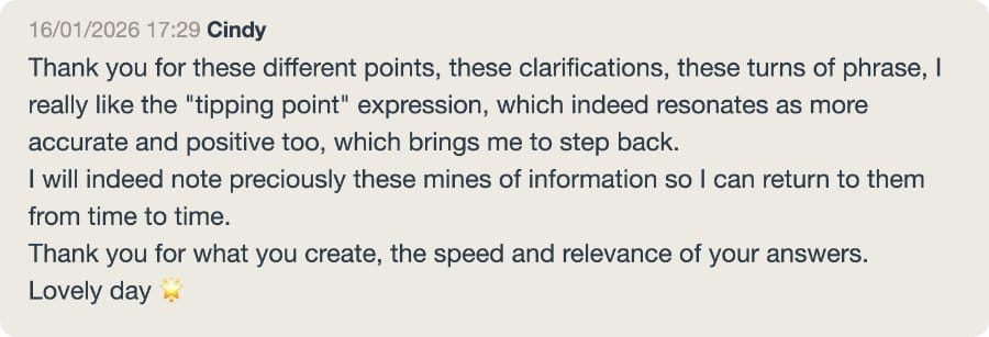 Client message about their Holistic Answers guidance
