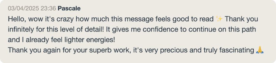 Client message about their Holistic Answers guidance