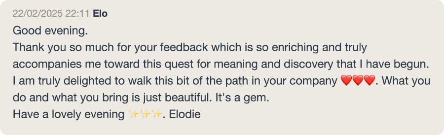 Client message about their Holistic Answers guidance