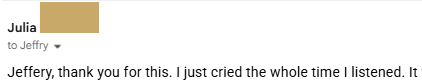 Email from Julia about her Holistic SoulCast