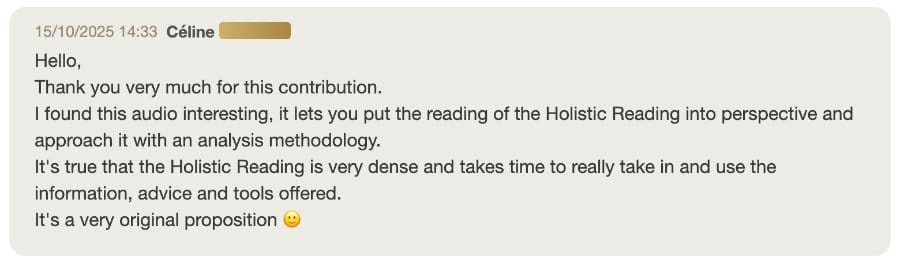 Client message about their Holistic SoulCast