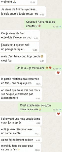 Capture WhatsApp de Maëlle après son Holistic SoulCast