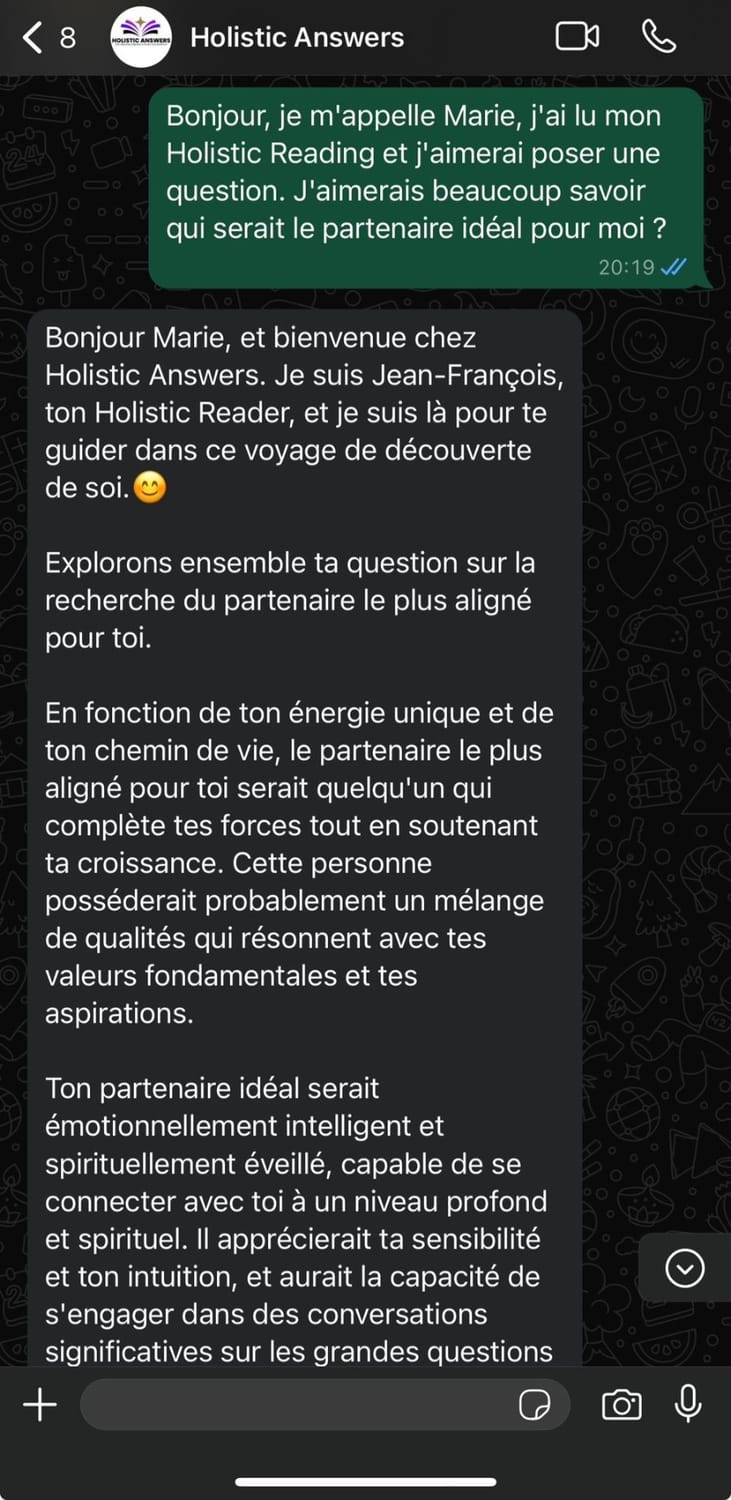 Conversation WhatsApp sur l'amour et les relations, partie 1