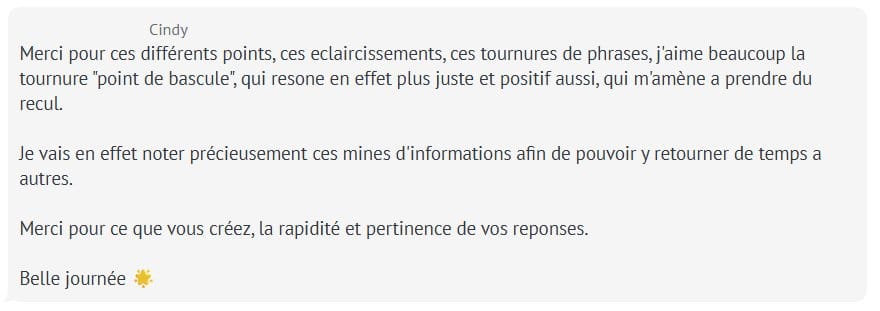 Message d’une personne à propos de Holistic Answers