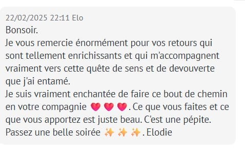 Message d'une cliente