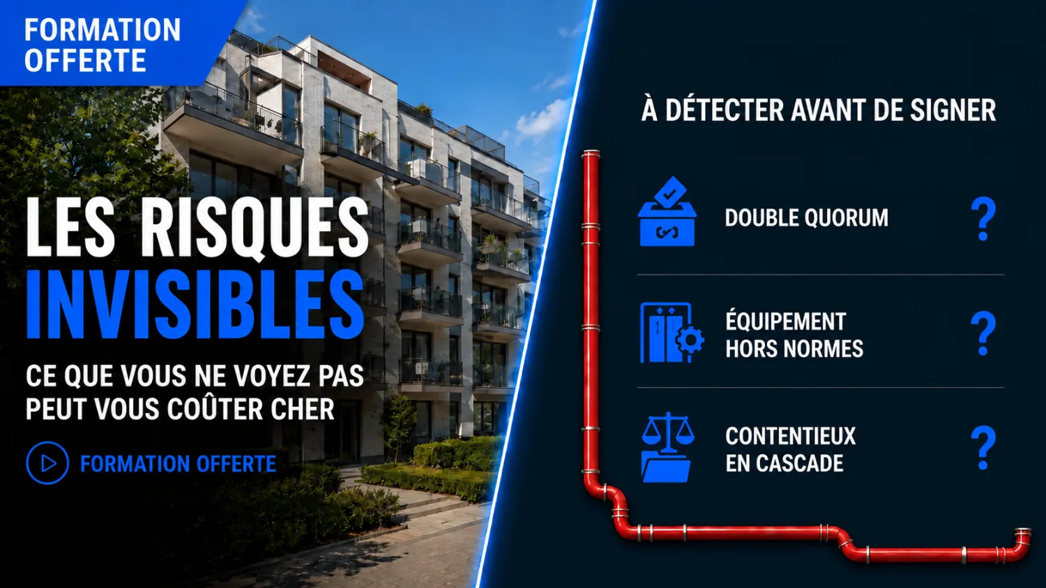 Formation offerte Addict'Immo — Les risques invisibles en copropriété : double quorum, équipement hors normes, contentieux en cascade — ce que vous ne voyez pas peut vous coûter cher en achat revente immobilier en Belgique