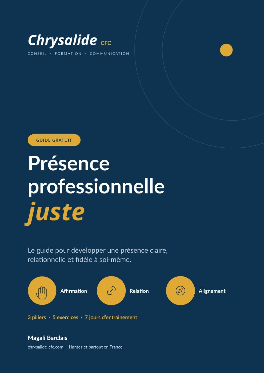 Couverture du guide gratuit Présence professionnelle juste