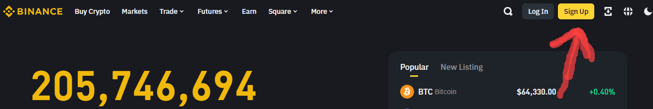 locate the “Signup”