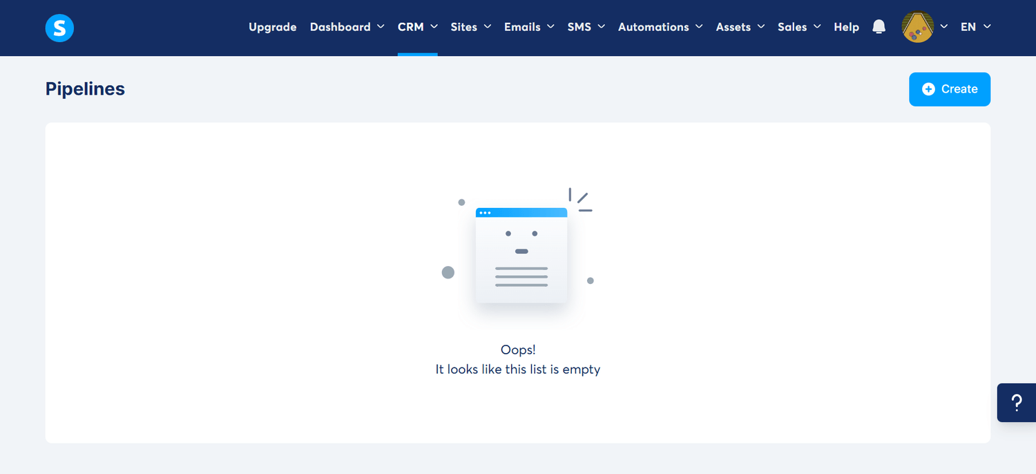 screenshot of pipelines dashboard