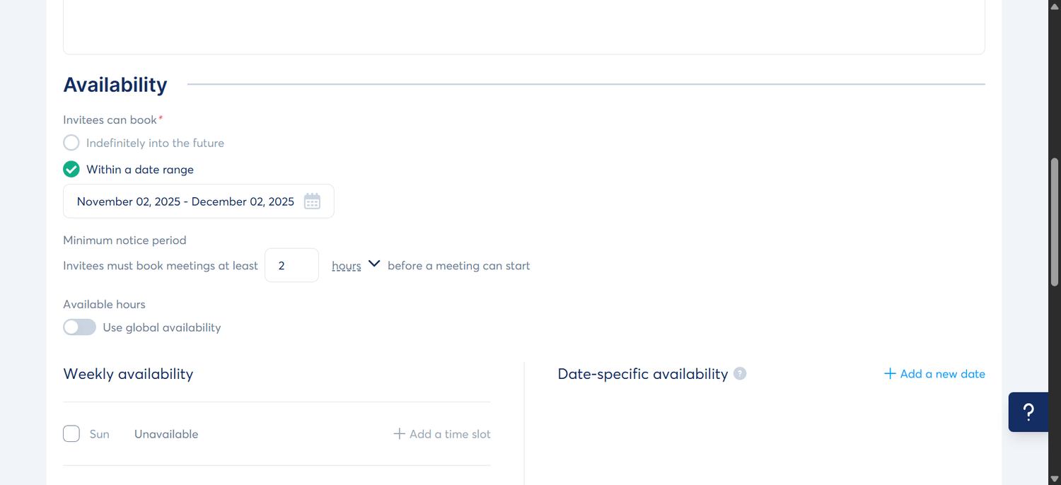 full detail event creating dashboard