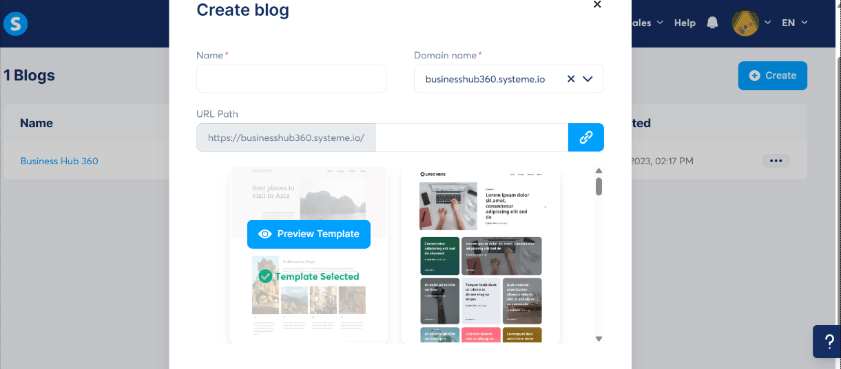blog creating process screenshot