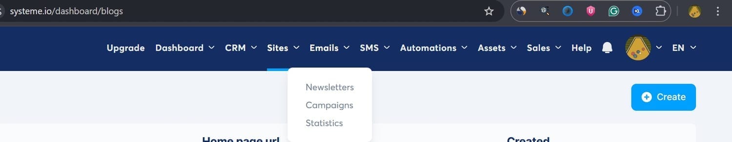 email tabe screenshot
