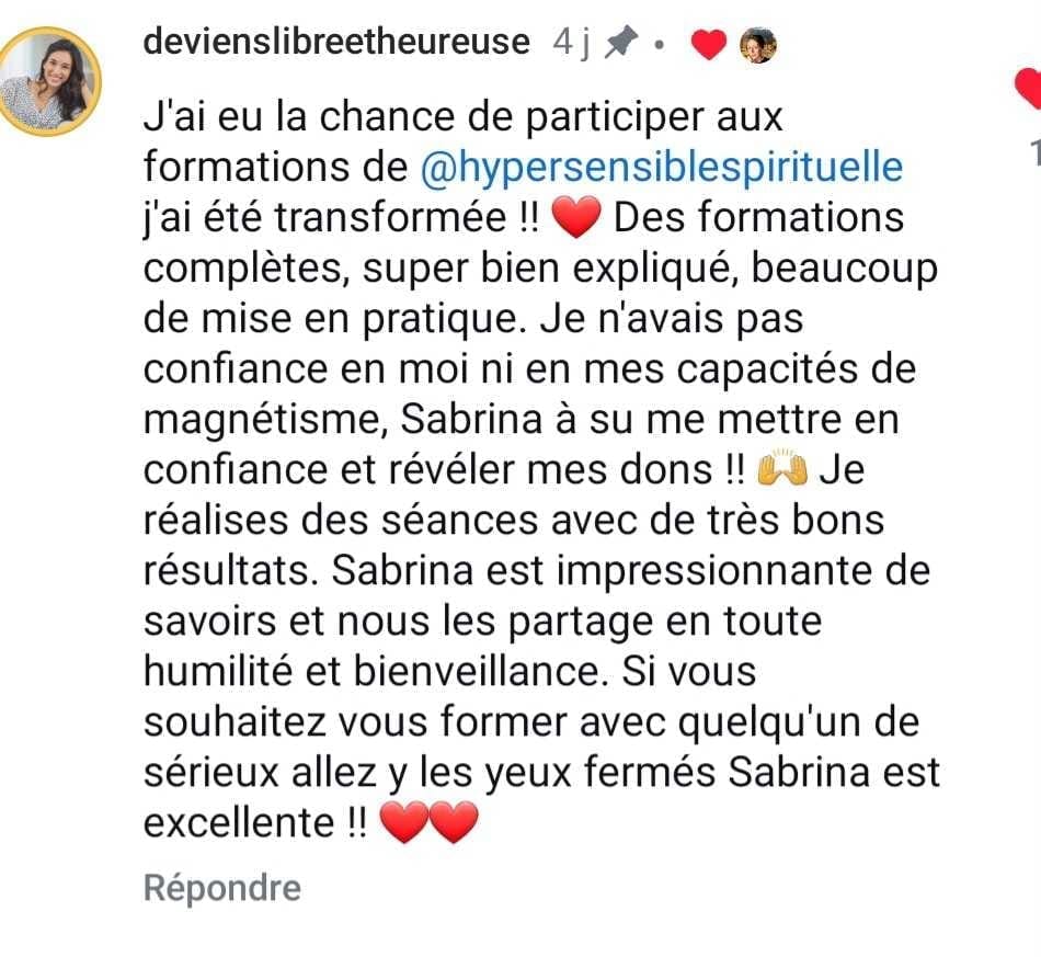 Avis confiance en soi sur la formation de magnétisme sabrina créquy