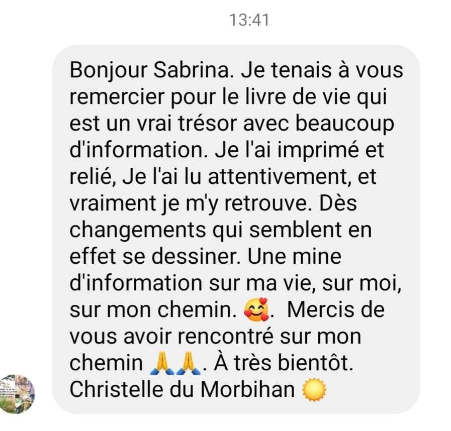 Témoignage client sur les révélations de son Livre de Vie
