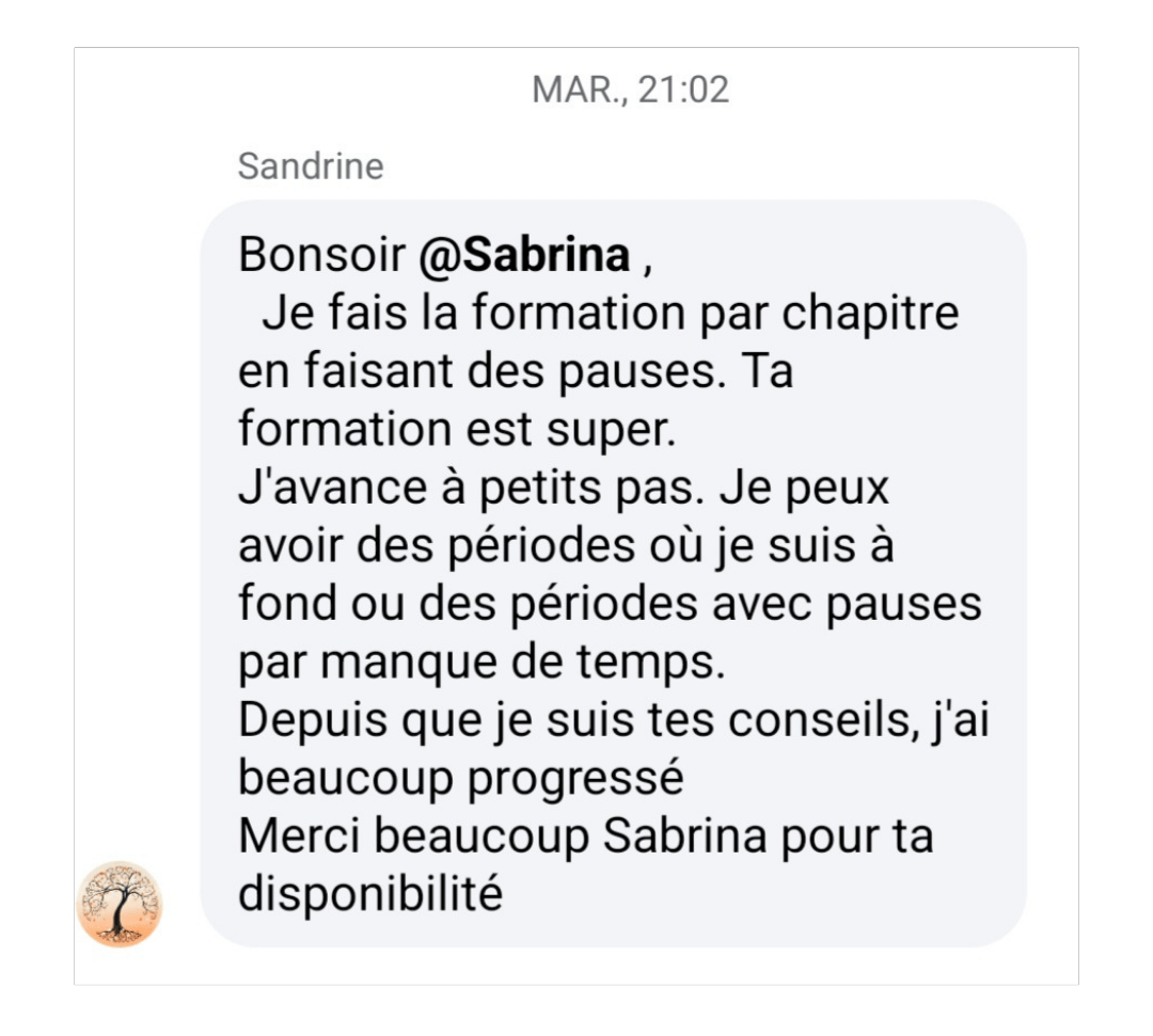 Avis témoignage de la progression d'une élève avec la formation de magnétisme et pendule