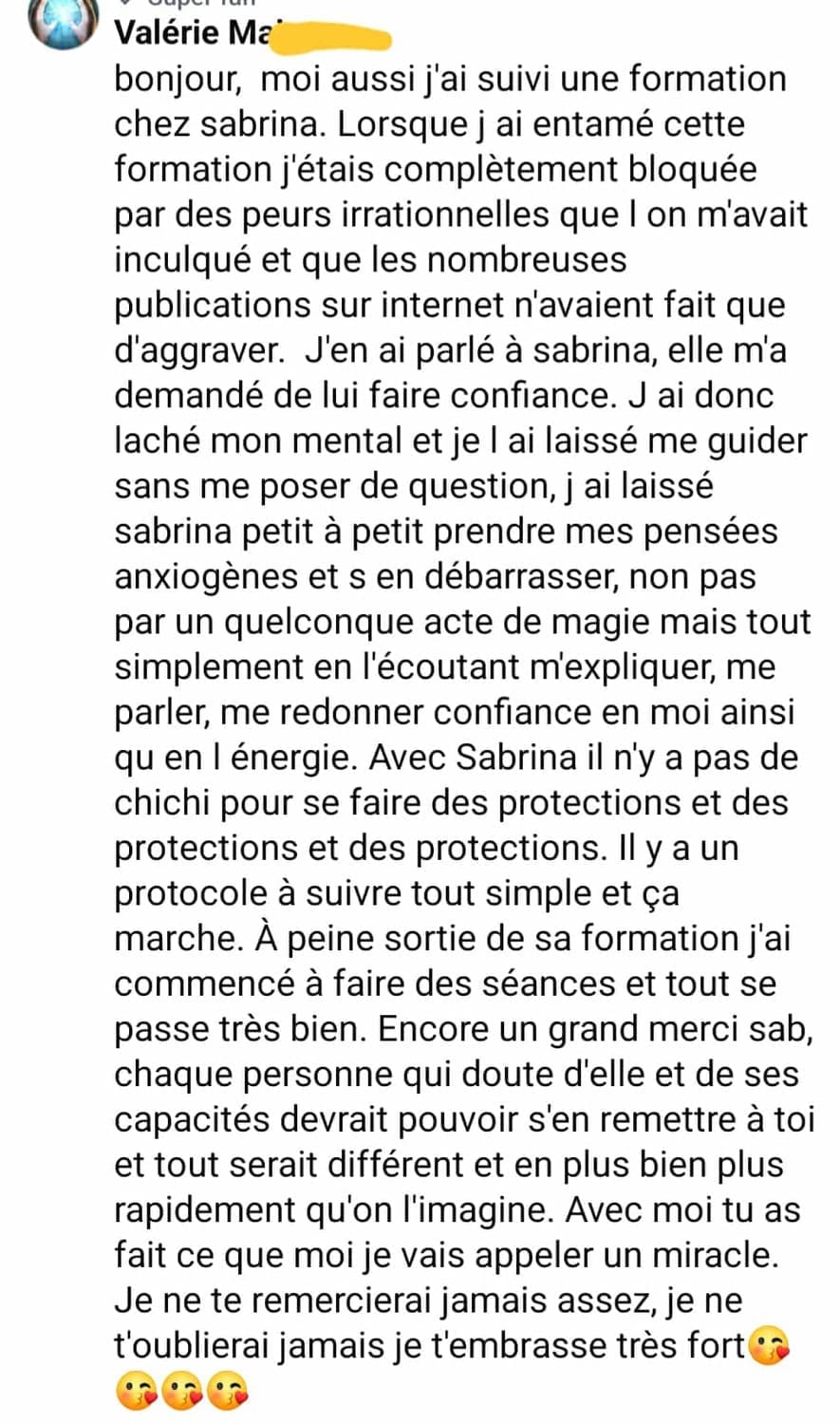 Avis  sur la transformation vécue grâce à la formation de magnétisme