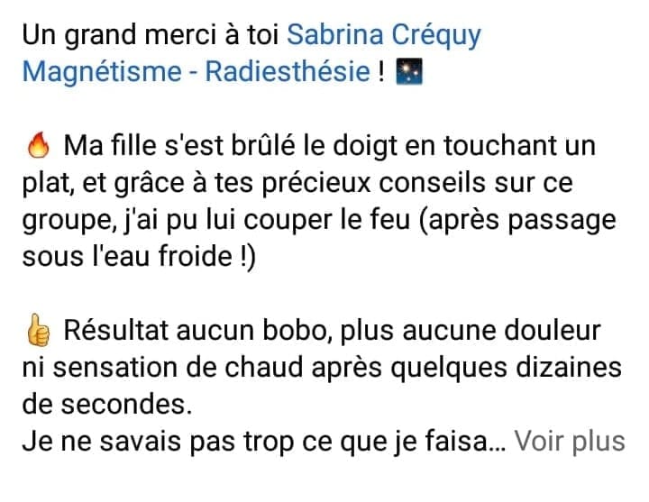 Réussite d'une élève grâce aux formations de pratiques énergétiques de Sabrina Créquy