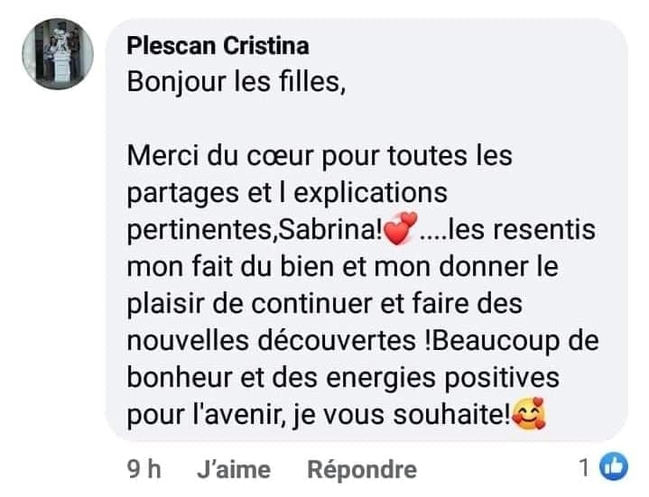 Témoignage de satisfaction d'une élève qui à activer son magnétisme grâce à Sabrina Créquy