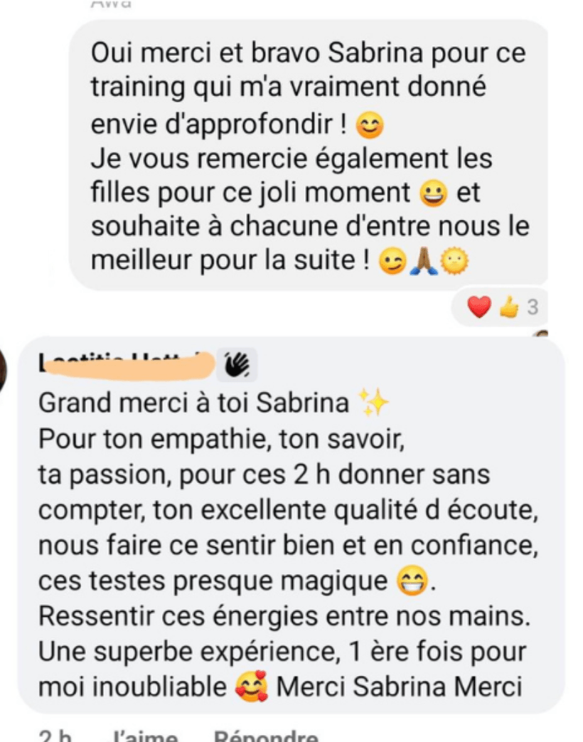 Avis positif sur le sérieux et le professionnalisme de l'enseignement au magnétisme