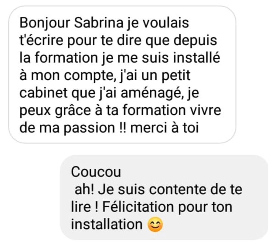 Avis témoignage d'un élève qui s'est professionnalisé suite aux formations énergétiques de Sabrina Créquy