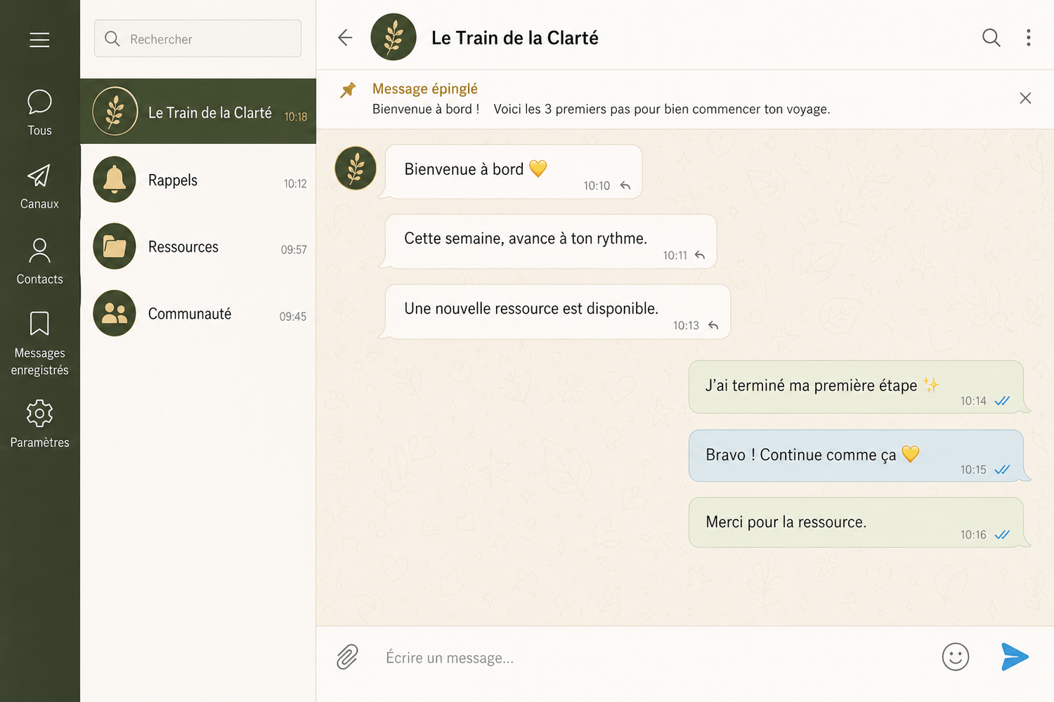 Aperçu du canal Telegram Le Train de la Clarté