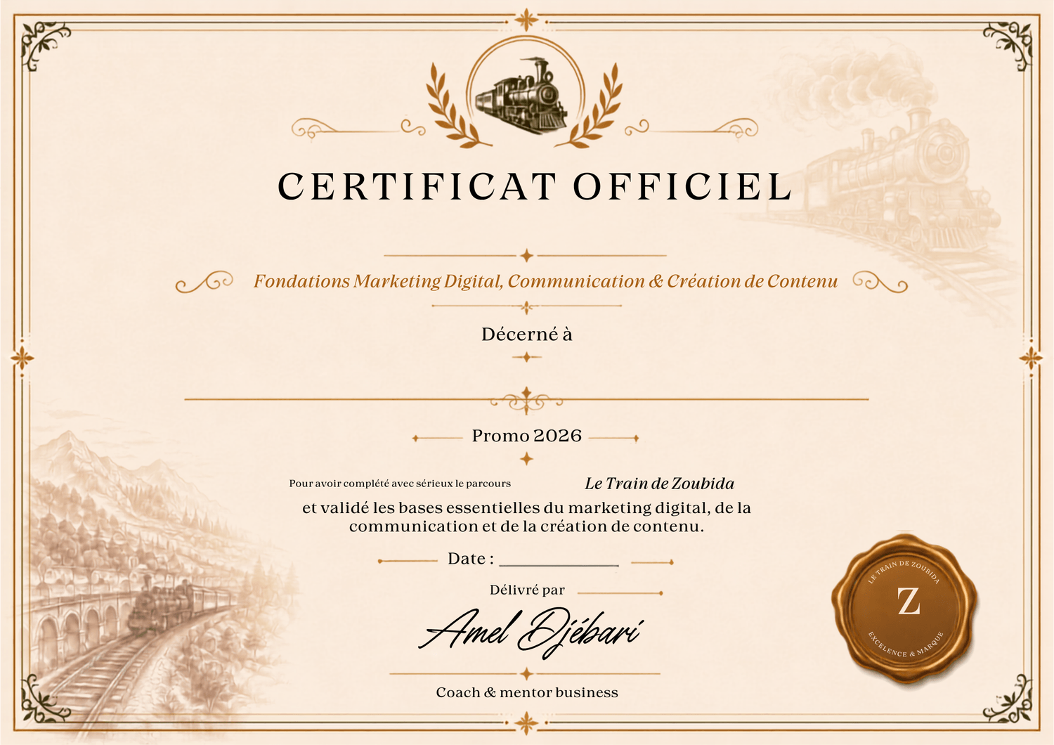 Aperçu de la certification Le Train de la Clarté