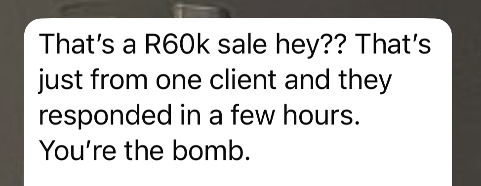 Client testimonial screenshot