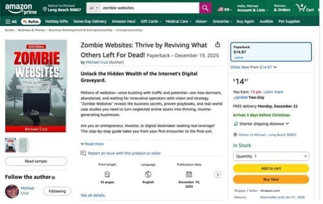 Zombie Websites on sale on Amazon book store