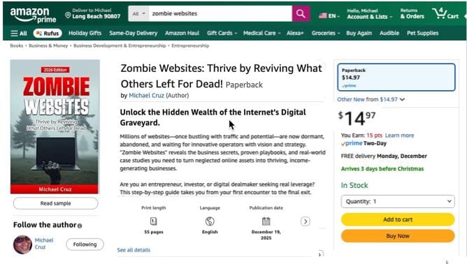 Zombie Websites on sale on Amazon book store