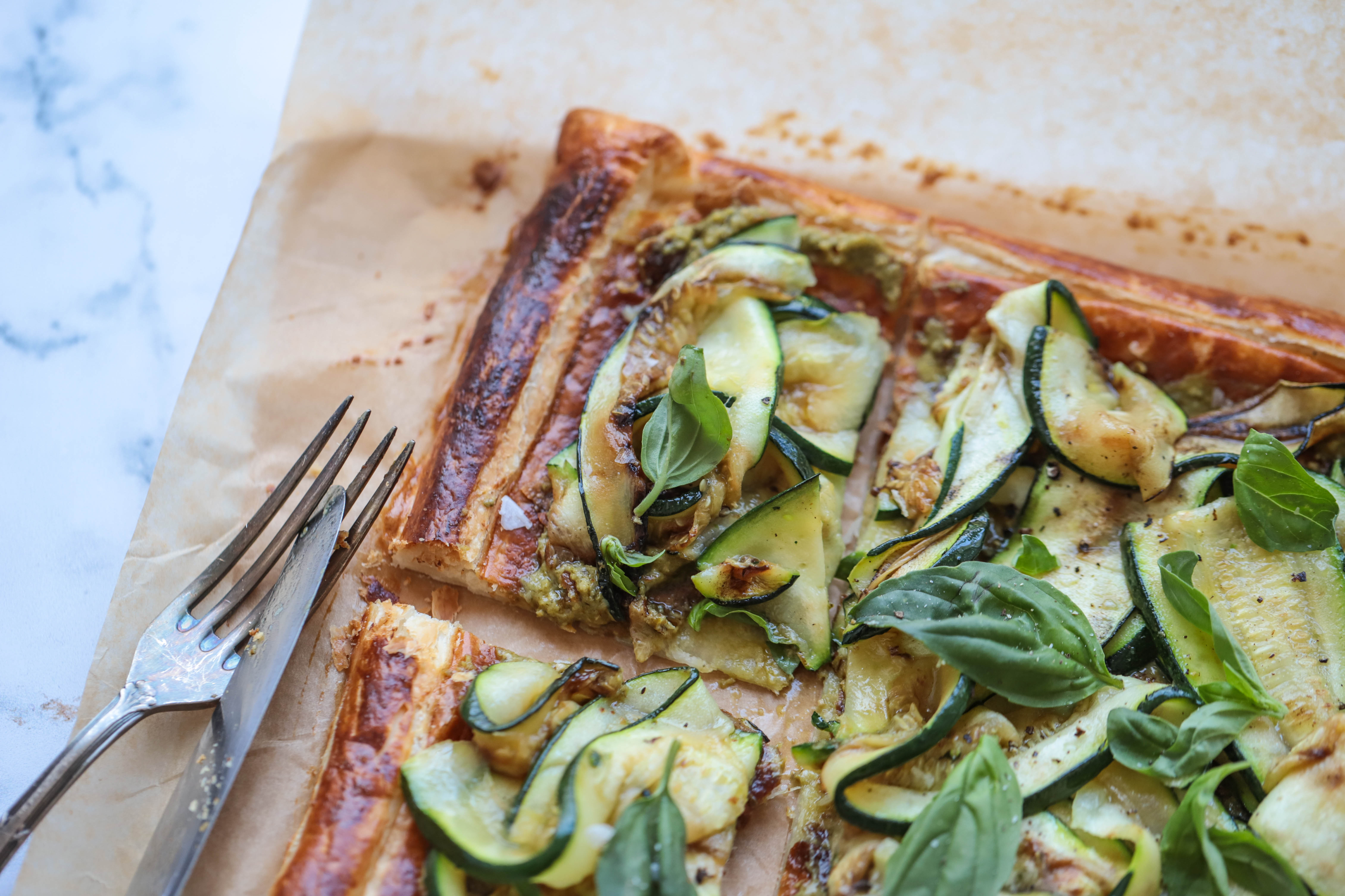 Vegan Zucchini & Pesto Tart