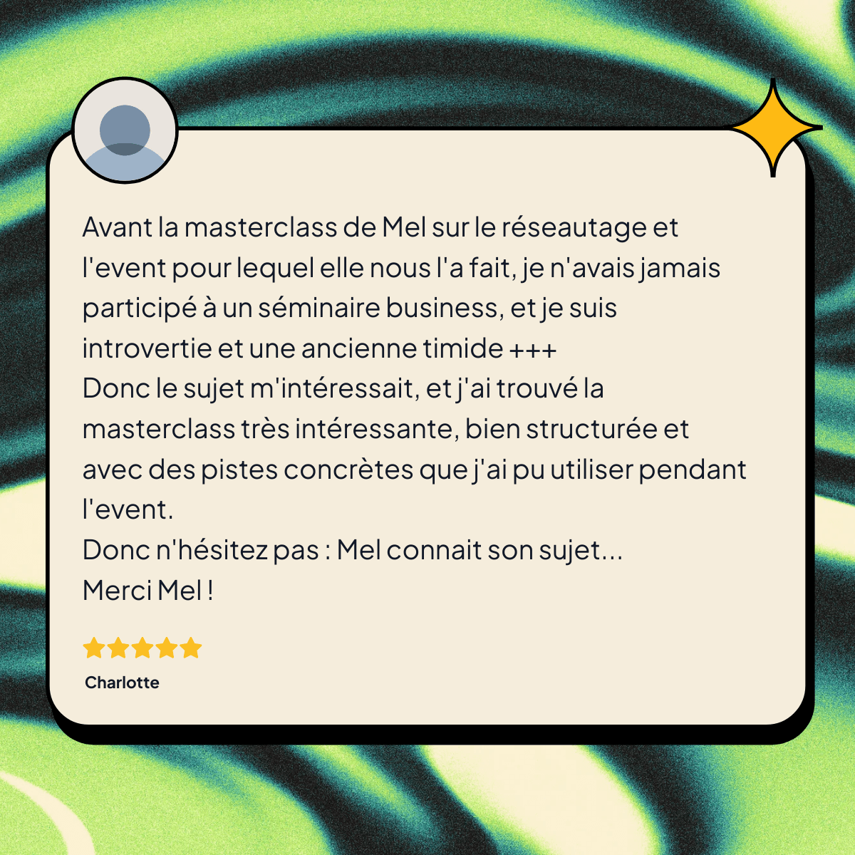 Avis LinkedIn de Charlotte &mdash; MeL vous en prie