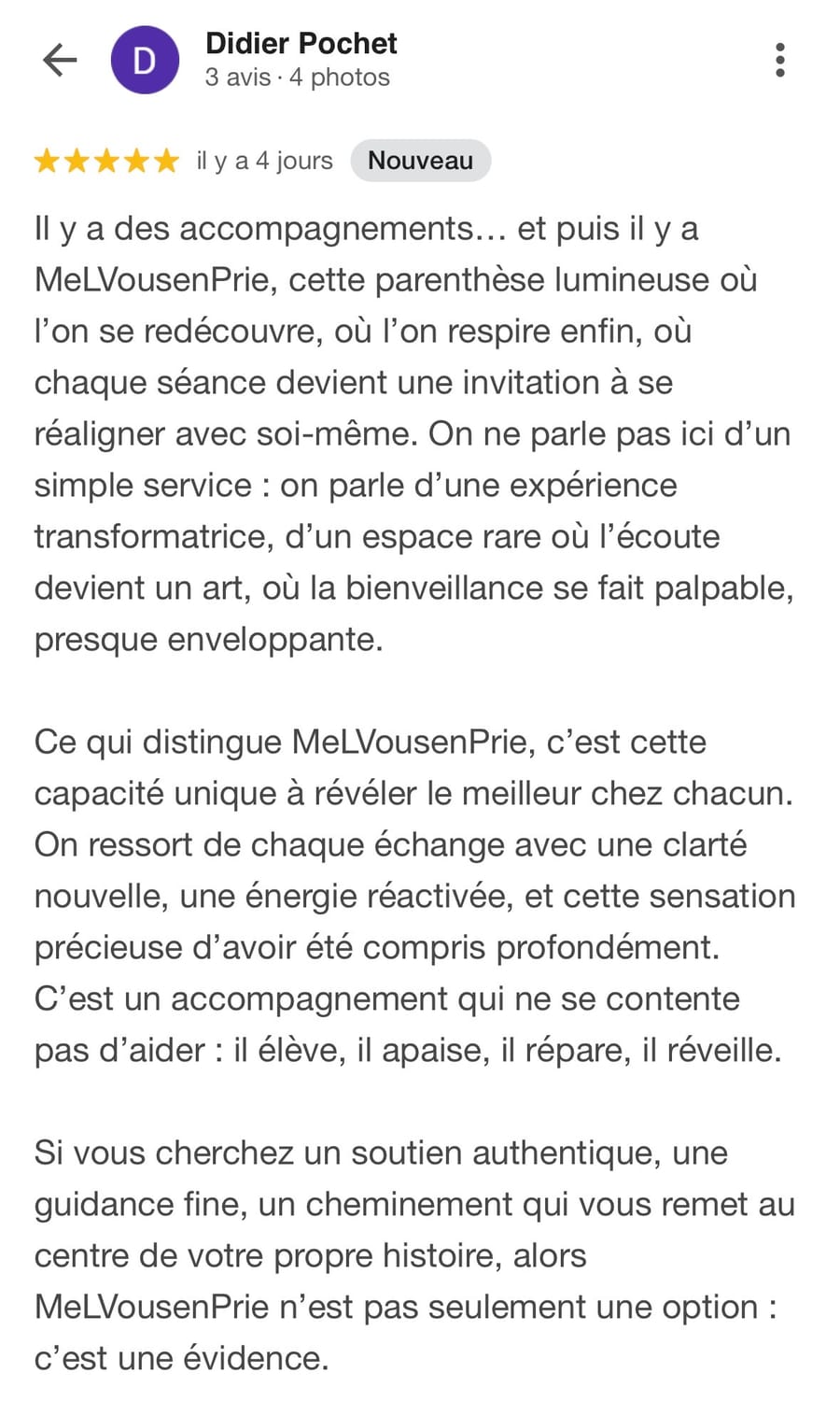 Retour client coaching MeL
