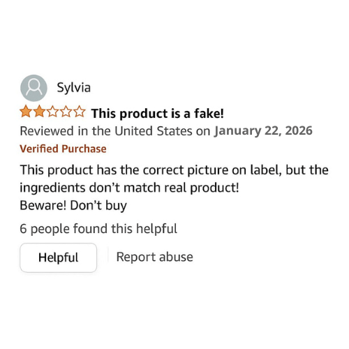 Amazon fake Burn Peak complaint