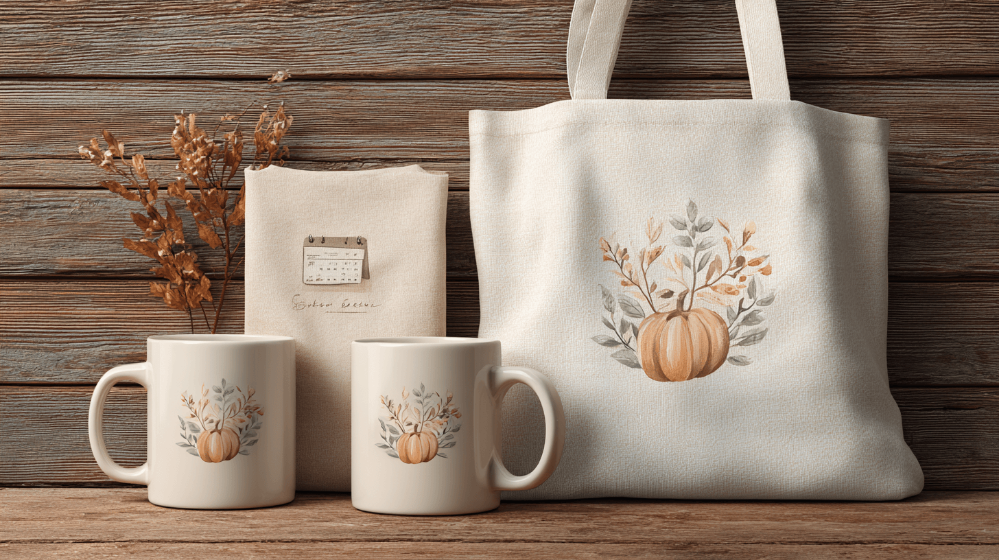 POD product mockups like mugs and t-shirts using clipart – perfect for seasonal designs and custom gifts.