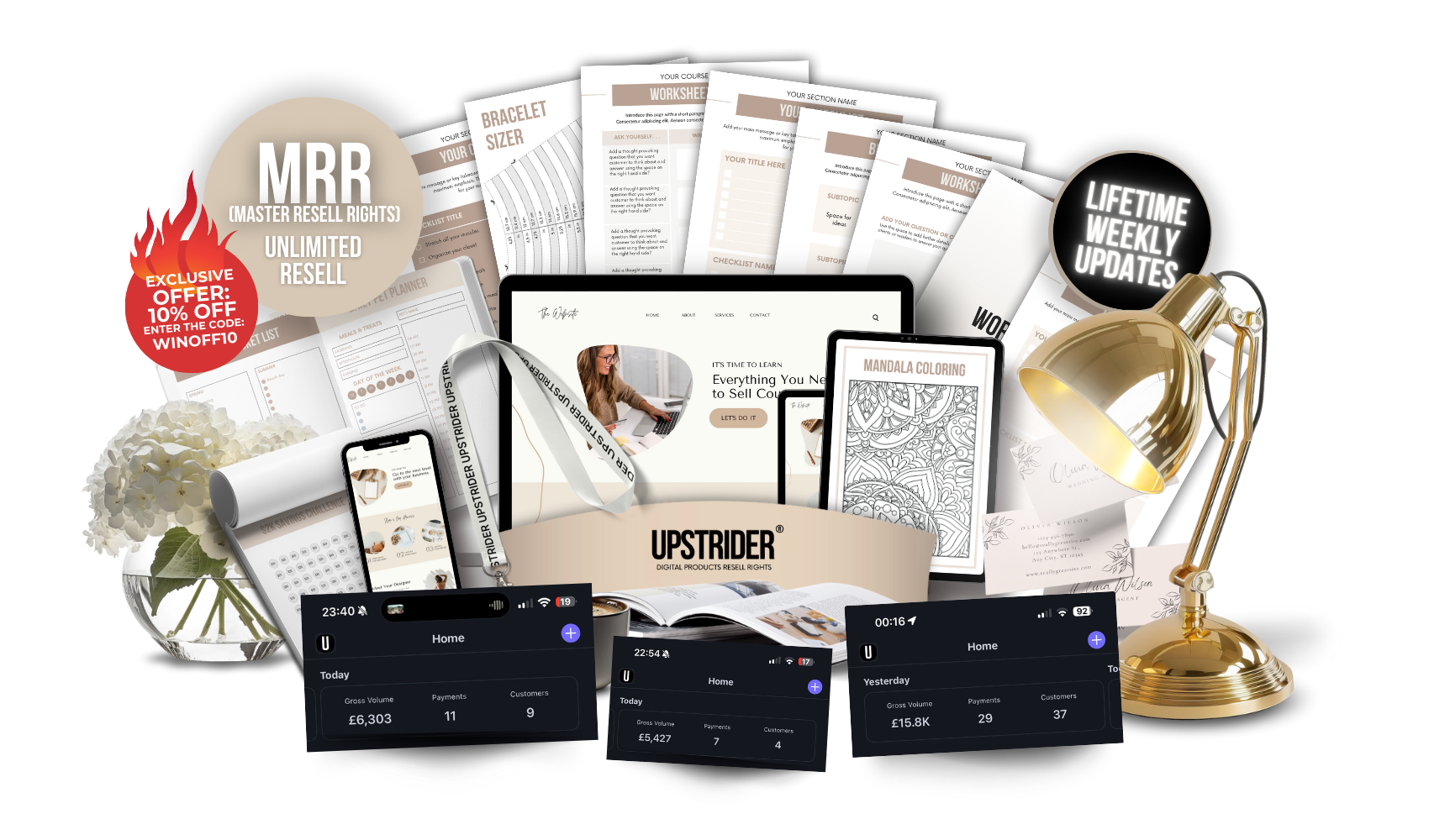 Digital product ideas including planners, journals, trackers, cards, to resell as your own