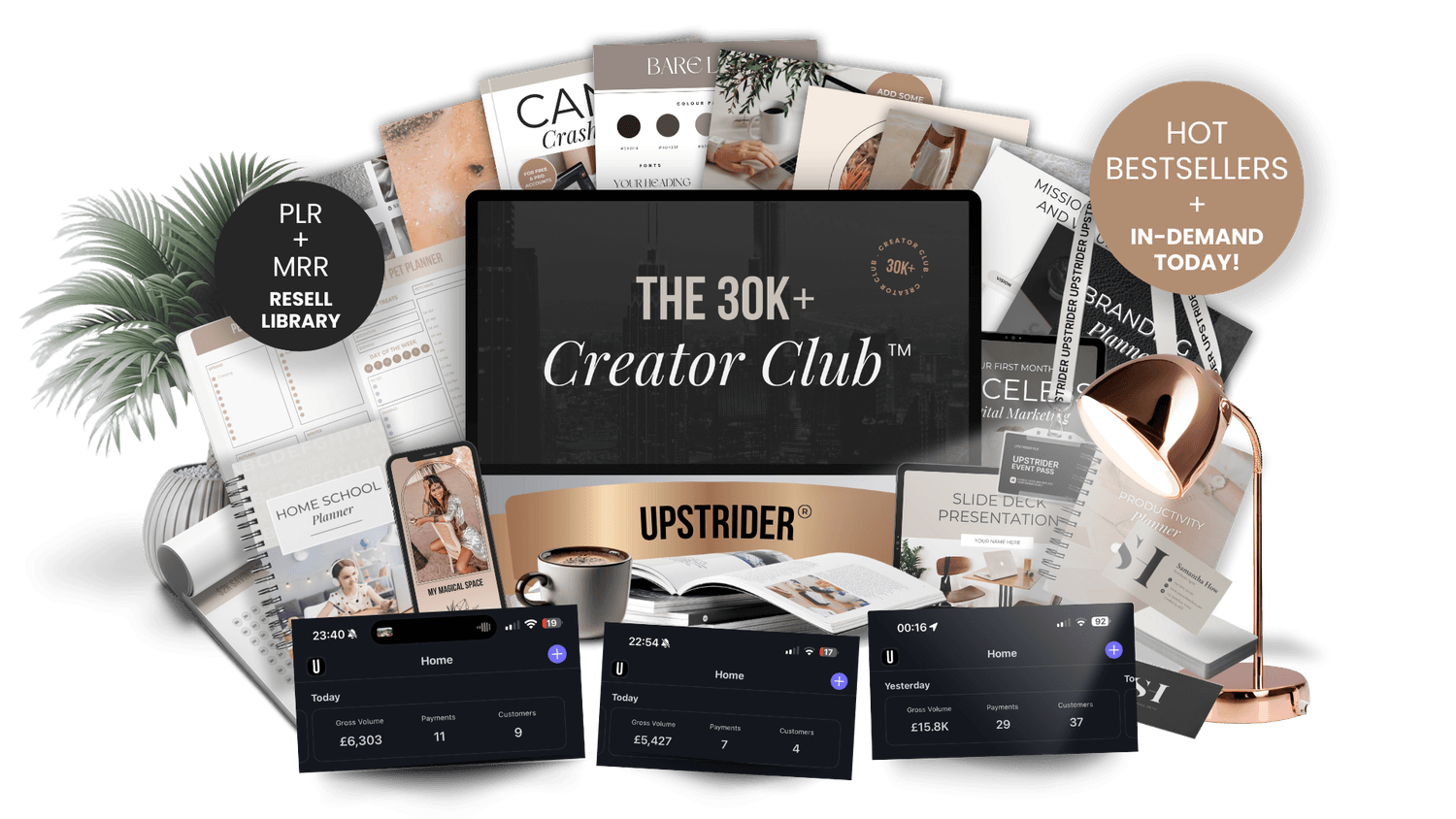 Digital product ideas including planners, journals, trackers, cards, to resell as your own