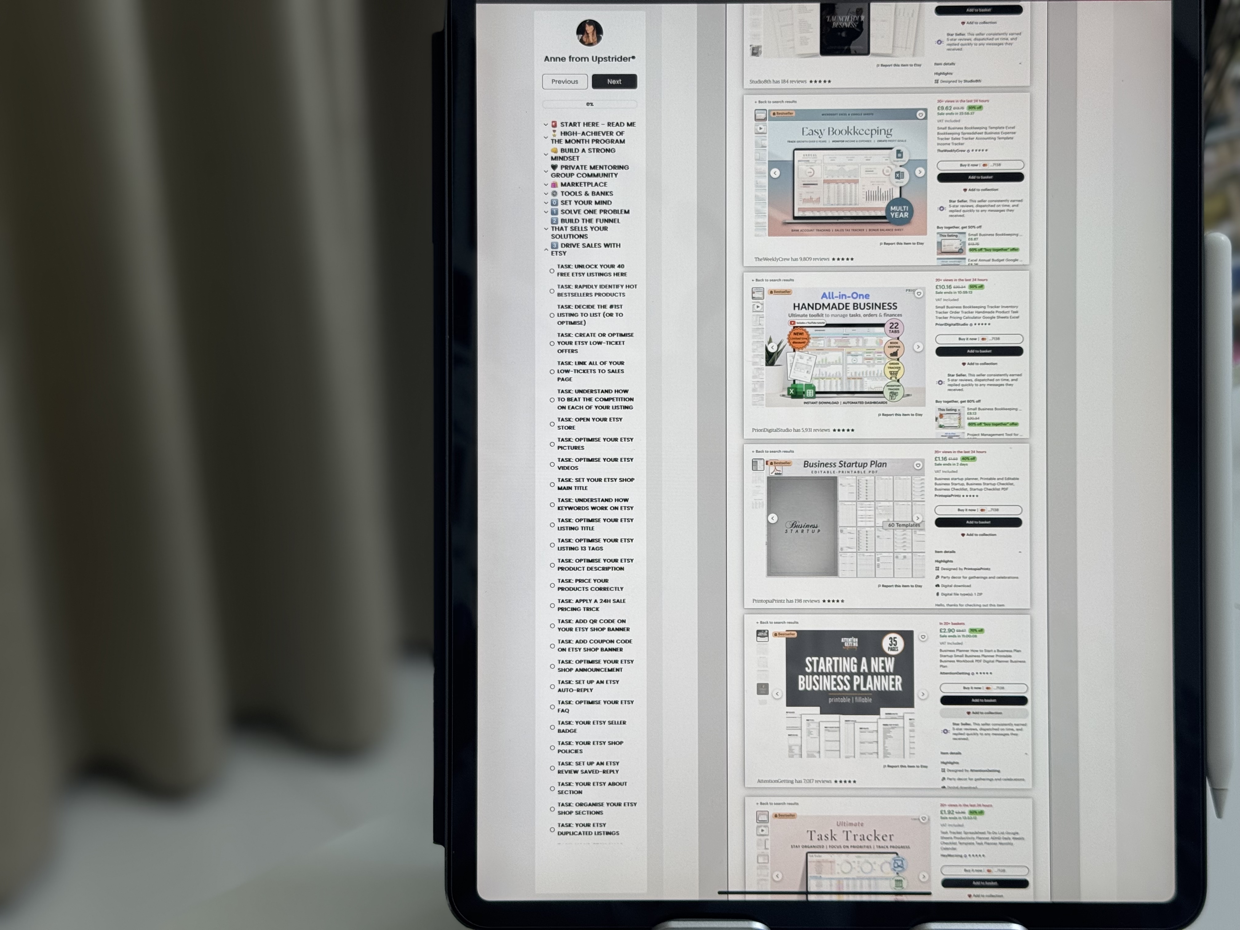 Preview of high-converting digital product listings on Etsy, curated by Anne from Upstrider.