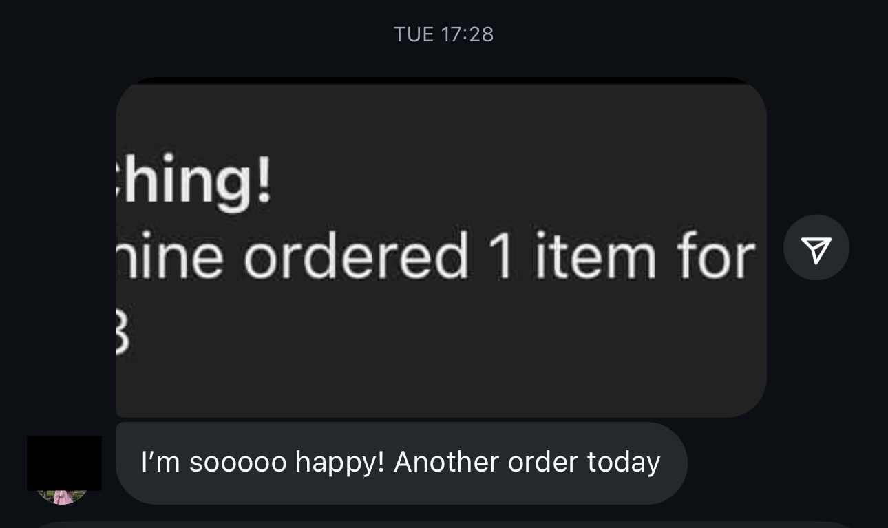 Customer celebrating another sale notification after applying the 30K+ Plan™