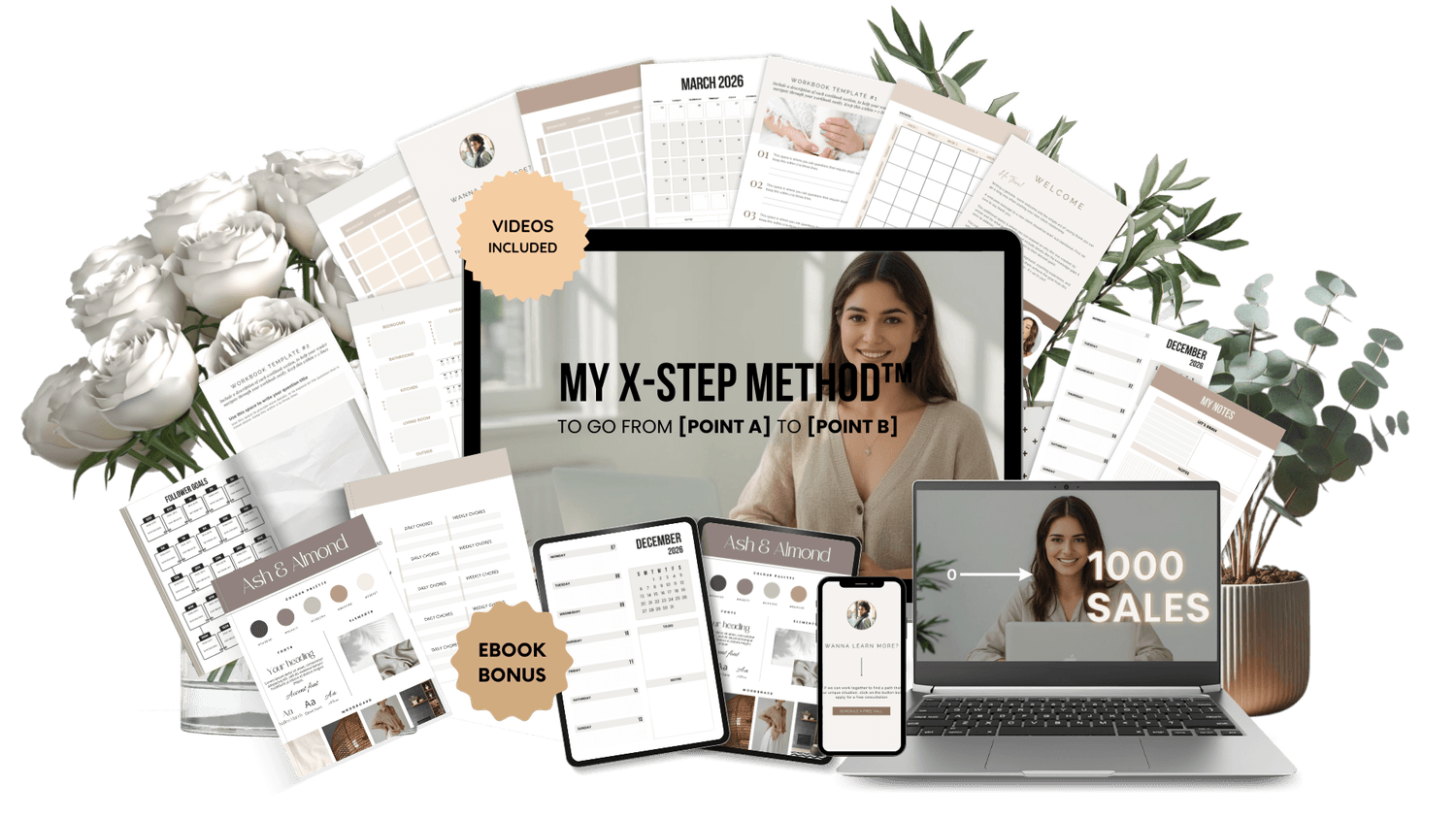 Digital product ideas including planners, journals, trackers, cards, to resell as your own