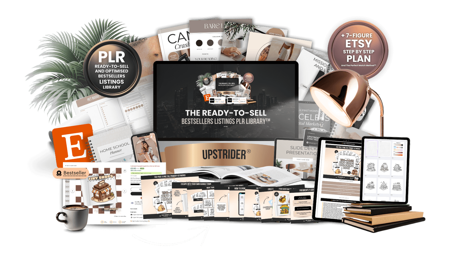Digital product ideas including planners, journals, trackers, cards, to resell as your own