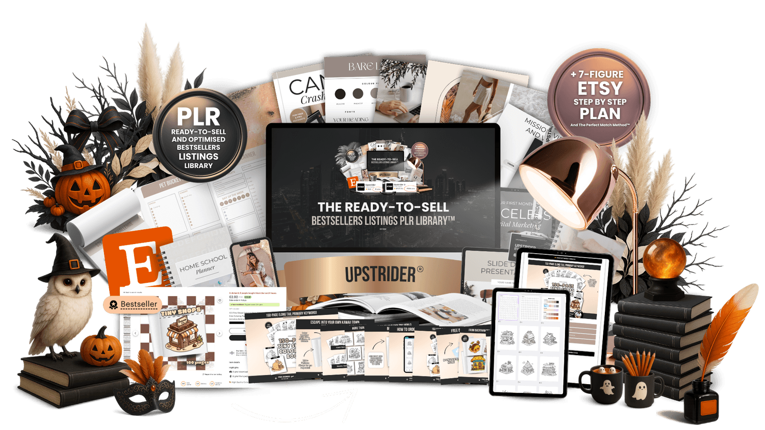 Digital product ideas including planners, journals, trackers, cards, to resell as your own