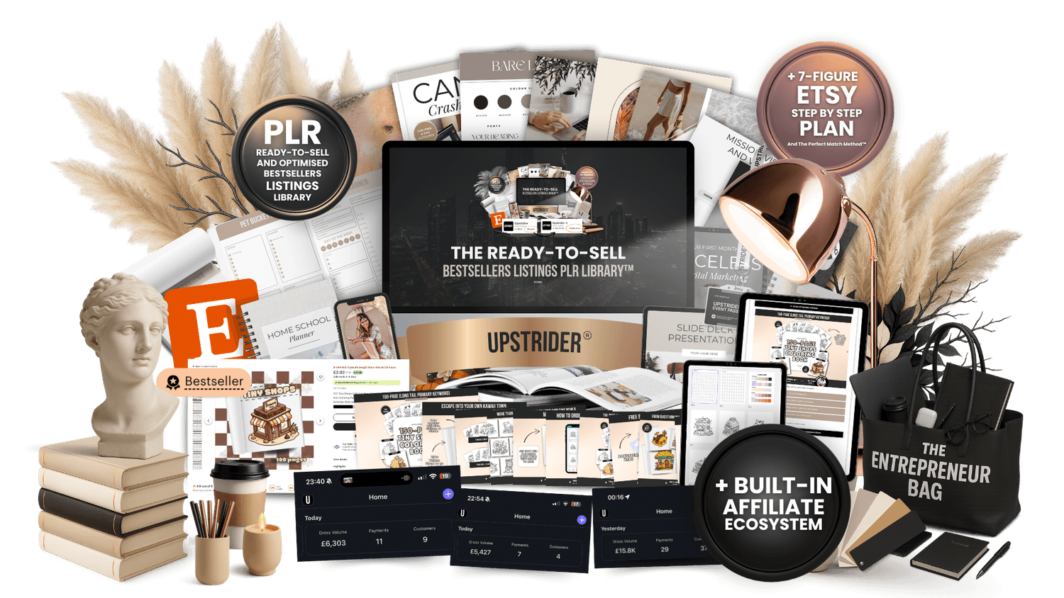 Digital product ideas including planners, journals, trackers, cards, to resell as your own