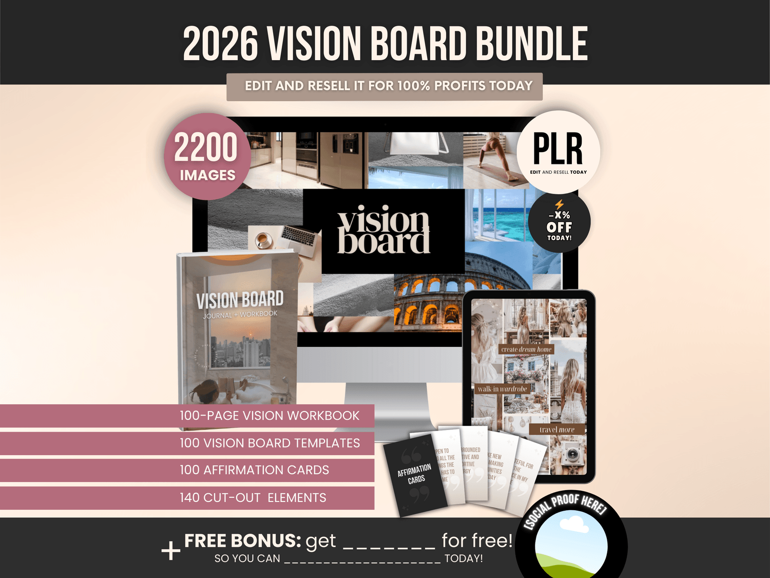 2026 Vision Board Bundle digital products to resell