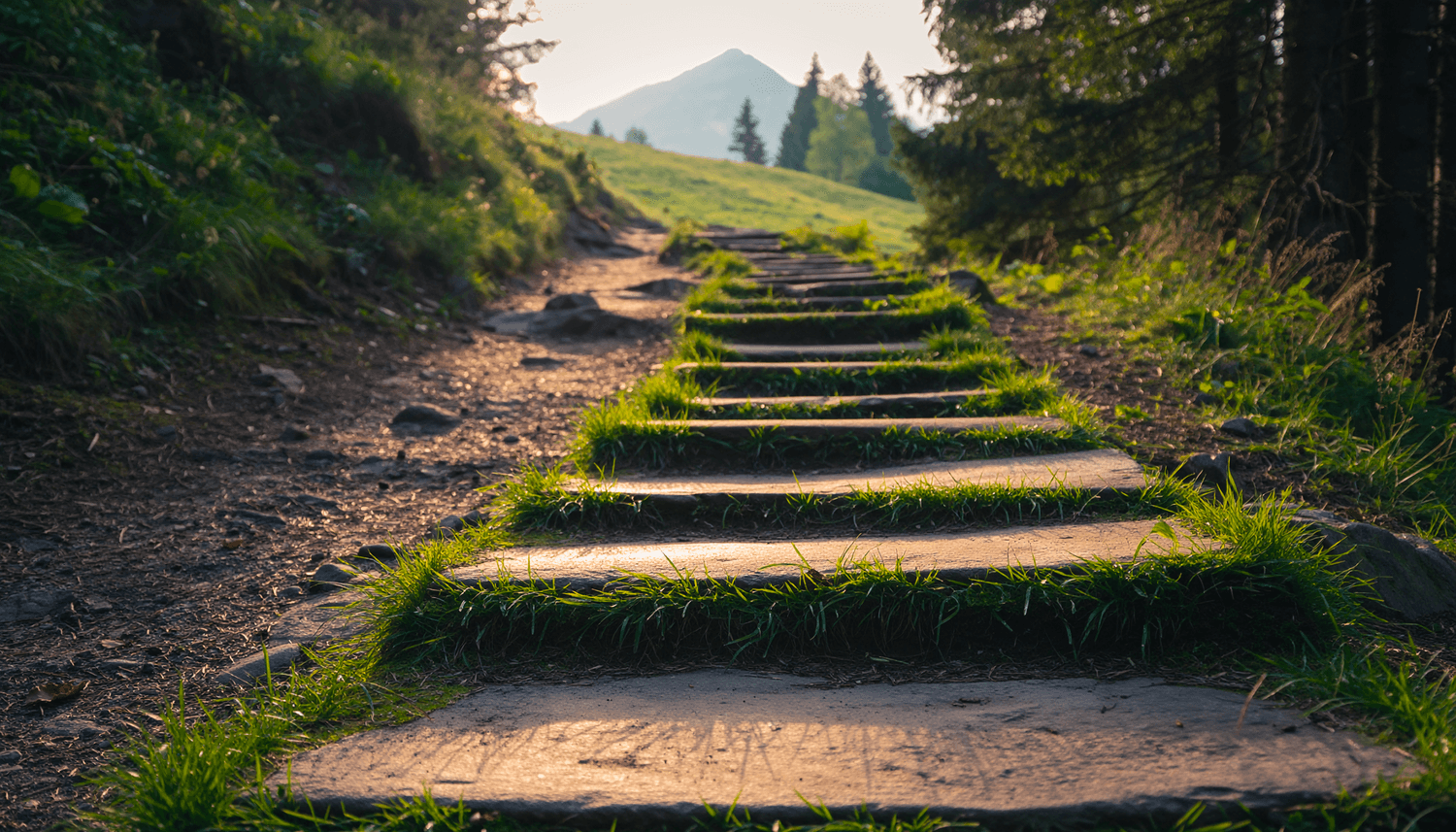 Parcours symbolique illustrant le chemin de progression personnelle