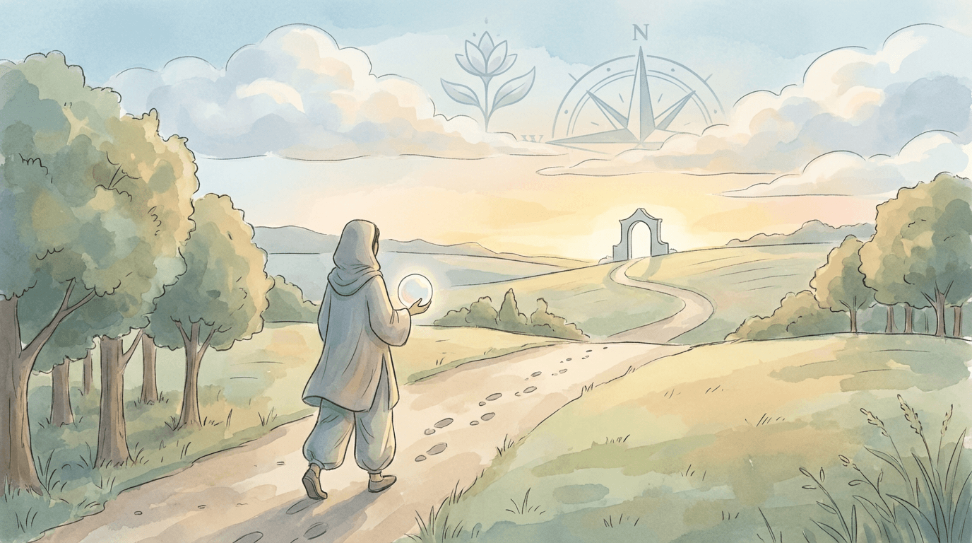 Personne avançant calmement sur un chemin ouvert, symbolisant une progression vers ses objectifs sans épuisement
